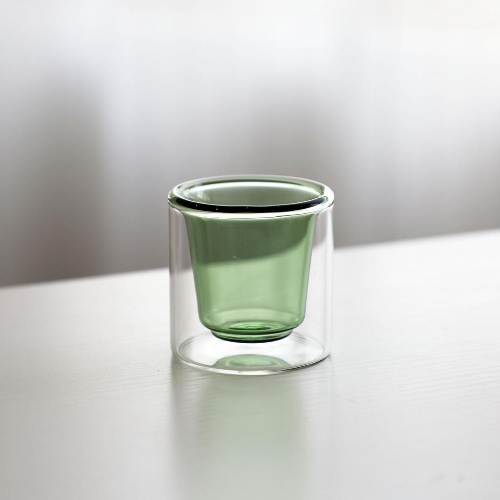 High Borosilicate Double-deck Glass Coffee Cup High Temperature Resistance Color Inner Liner Espresso Cup Insulated Coffee Cup