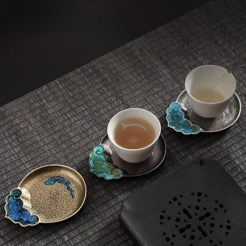Японские Антикварные Медные Подставки под Стаканы Ретро Теплоизолирующая Подставка для Чашки Коврик Пад Китайская Церемония Кунг-фу Гунфу Чайные Подносы Посуда