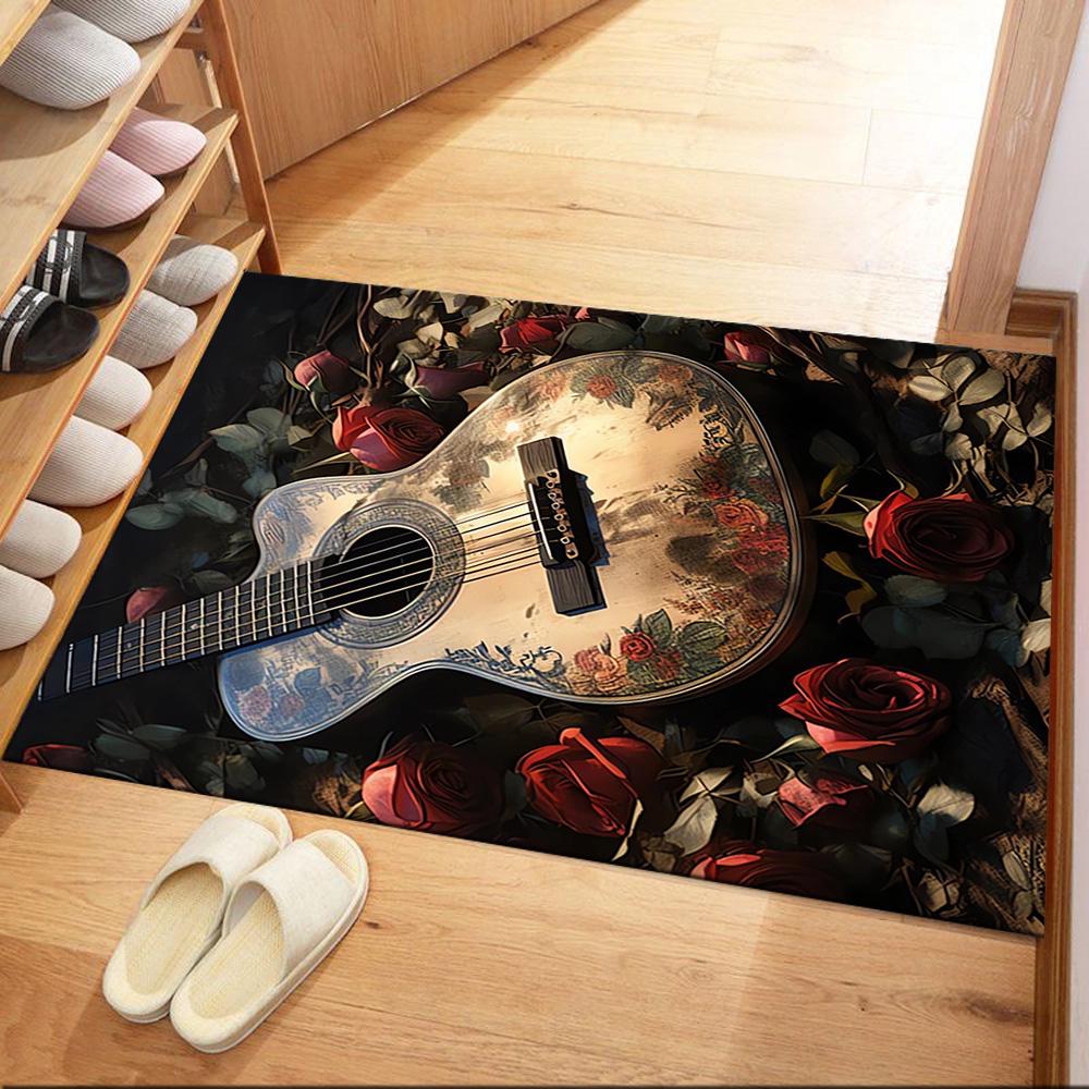 Electric Guitar In Flames Floor Mats for Living Room, Bedroom and Room Decoration Are Suitable for Gifts.