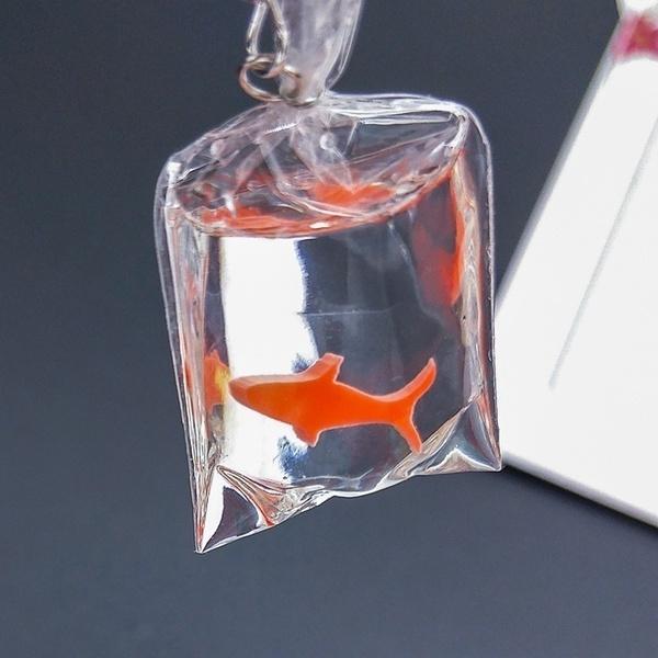 Серьги из смолы с имитацией мешка для воды и золотой рыбки, милые серьги-подвески ручной работы с золотой рыбкой и конфетами в виде мешка своими руками