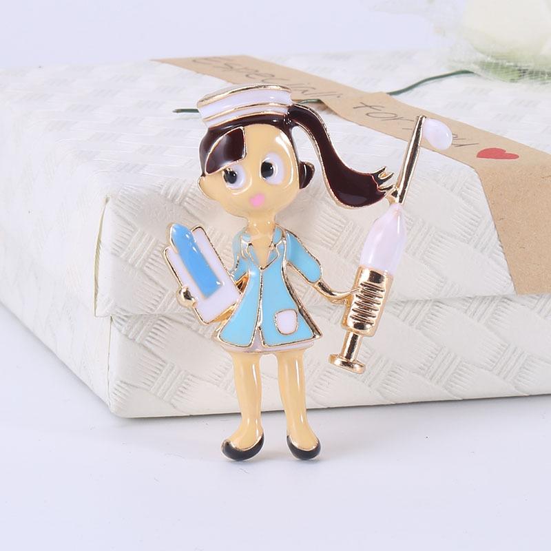 Модная мультяшная персонализированная брошь в виде медсестры, универсальная масляная женская одежда, аксессуары из сплава