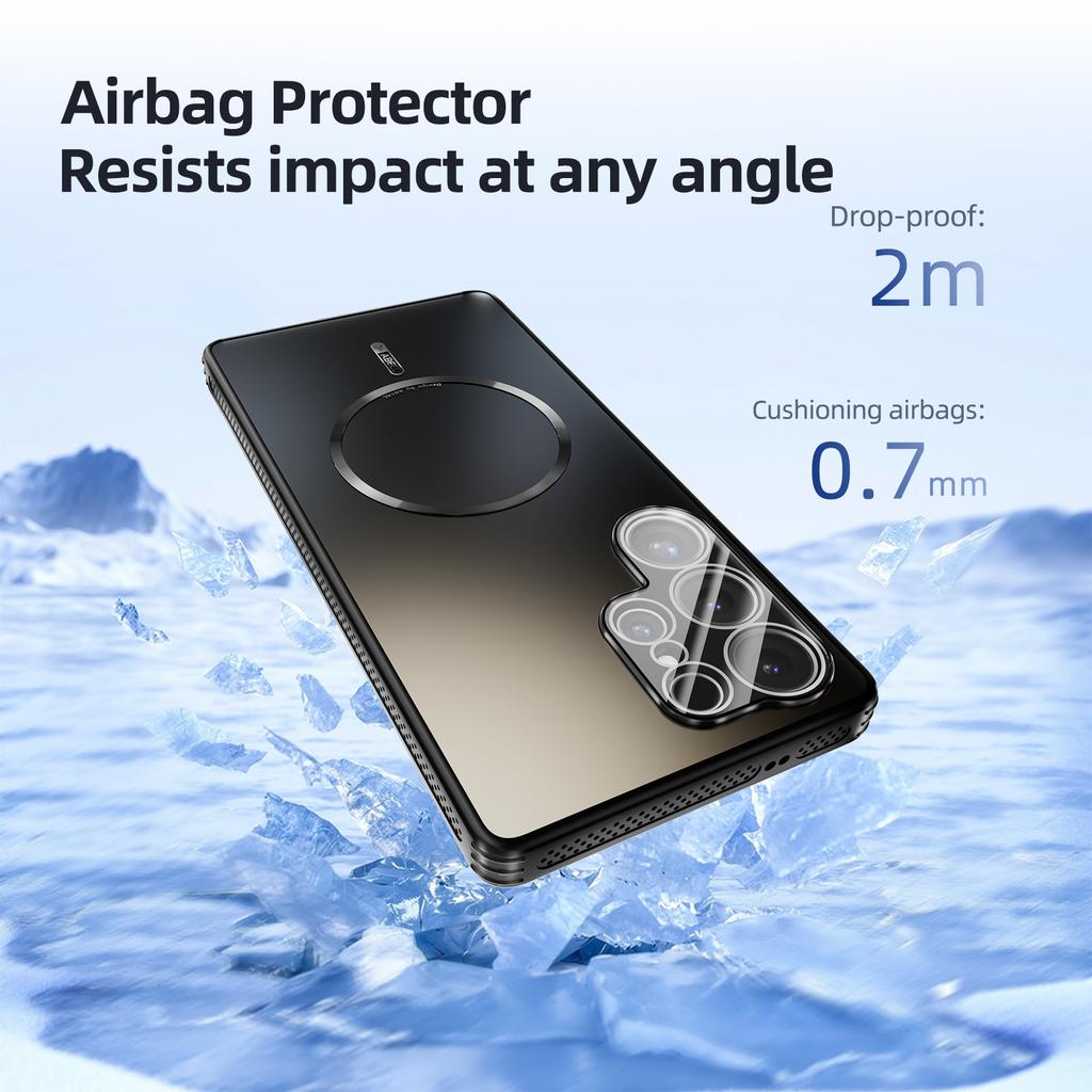 ABEEL For Samsung Galaxy S25 Ultra Magnetic Case TPU PC Cooling Matte Phone Back Cover with Lens Film