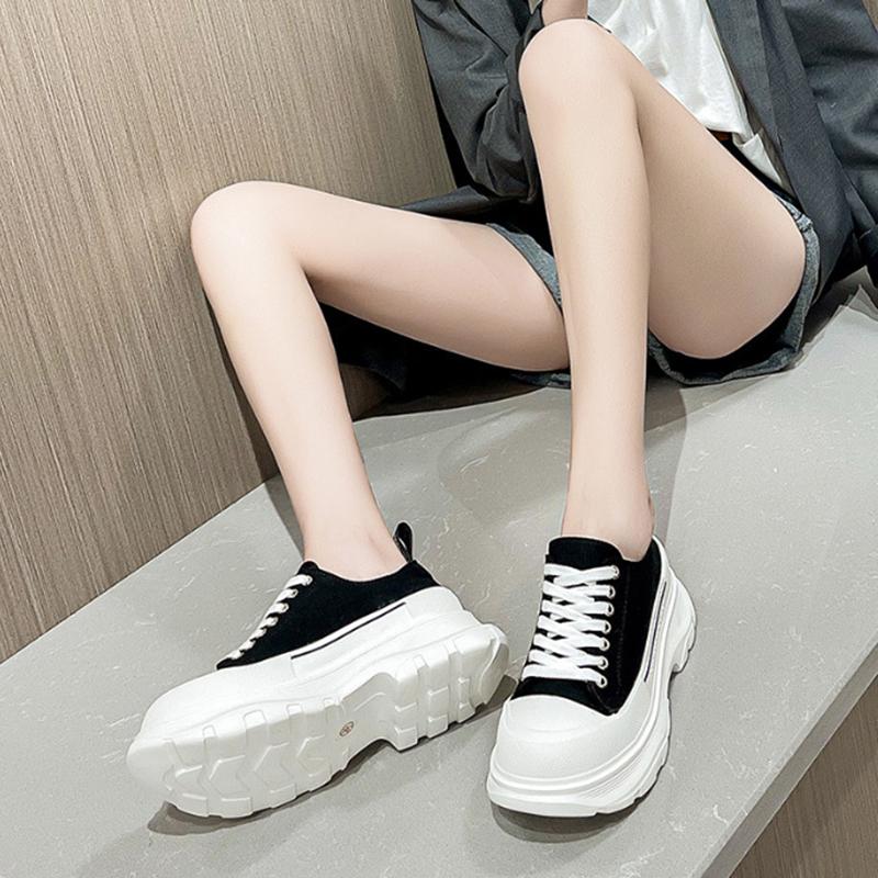 Women's Thick Sole Elevated Canvas Casual Sneakers Summer Fashion New Outdoor Running Lace Up Sports Casual Shoes Size 34-45