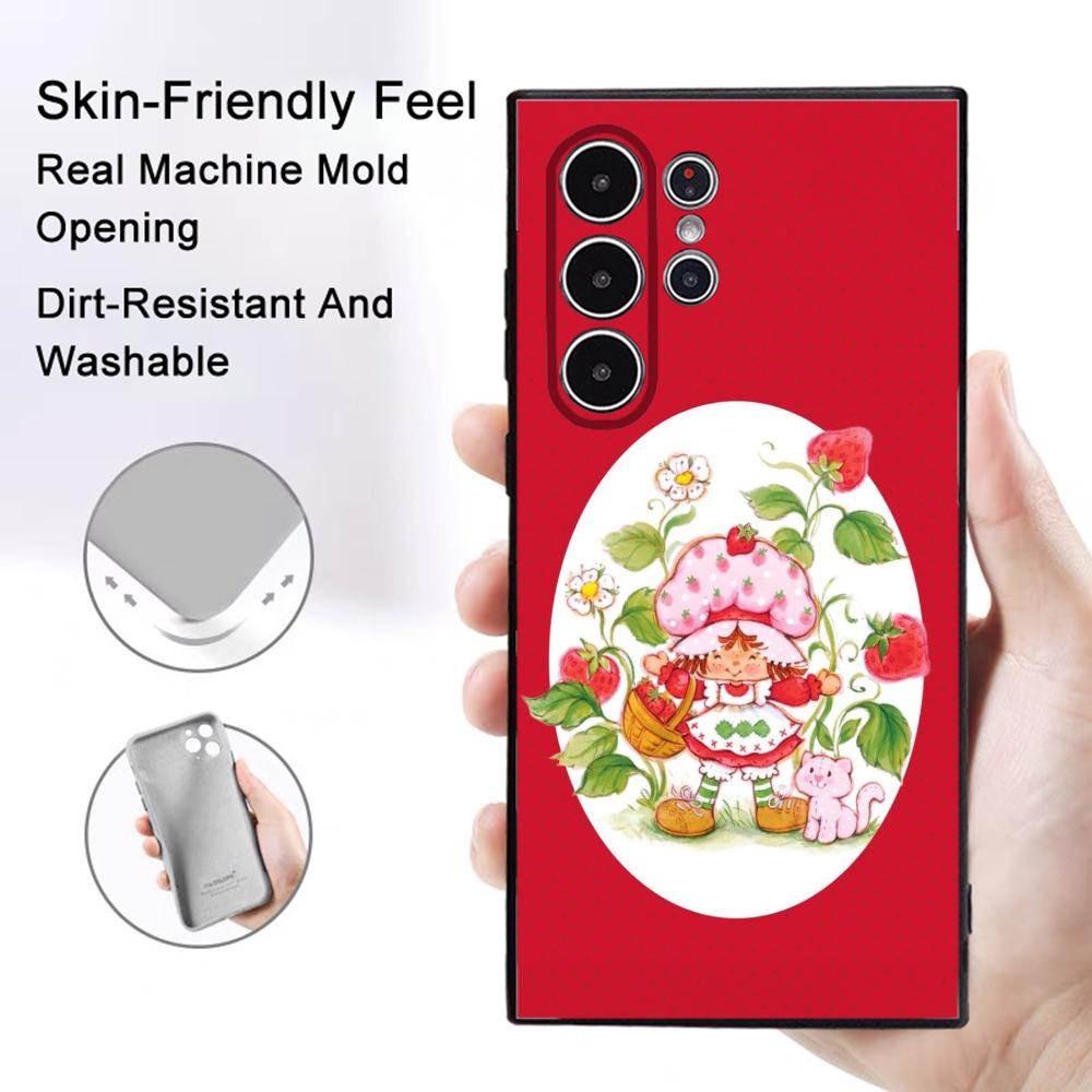 Клубнично-розовый S-Шорткейк Чехол для телефона Samsung Galaxy S25 S24 S22 S23 Ultra S21 S20 Plus 5G Матовый Нескользящий Полностью Мягкий Чехол