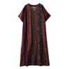 Dimanaf 2025 Plus Size Summer Women Long Dress Oversized Vintage Casual Floral Printing V-Neck Basic Loose Dress