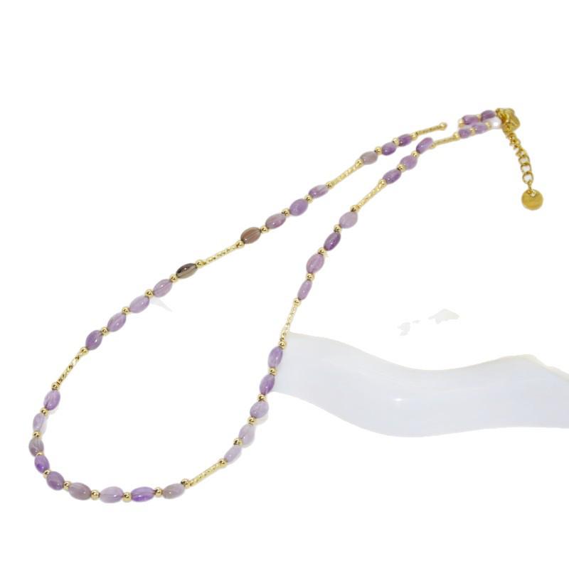 Золотой чокер с аквамарином и бусинами, дизайн с натуральным камнем