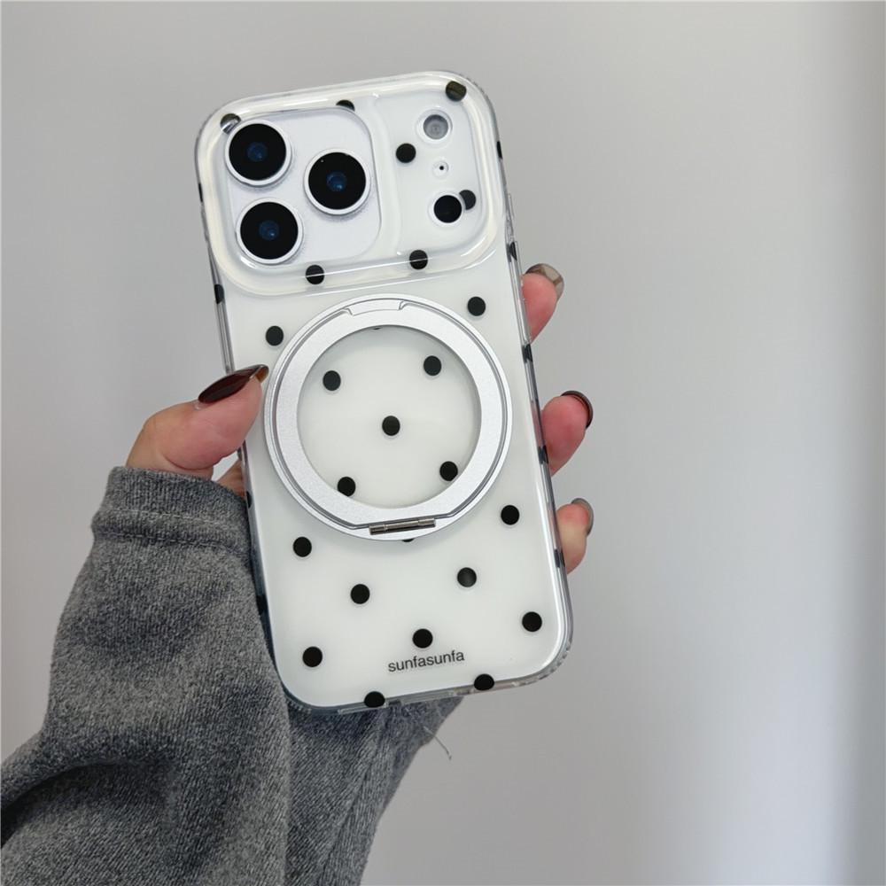 Вращающийся чехол-подставка с горошком для iPhone 17Pro/16Promax/15/14