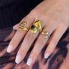 Ingemark 3Pcs/Set Punk Smooth Water Drop Open Rings for Women Lady Vintage Gold Color Knuckle Ring Charms Daily Jewelry Gift New