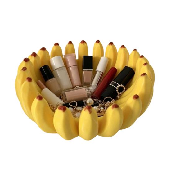 xiaobudian 3D Printed Banana Fruit Bowl, Large Capacity Tray Holder, Decorative Shape Food Serving Plate for Kitchen, Dining Table