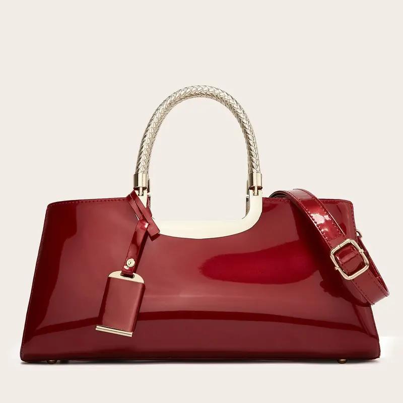 Элегантная большая женская сумка, модная сумка-тоут на молнии с двойной ручкой, кошелек