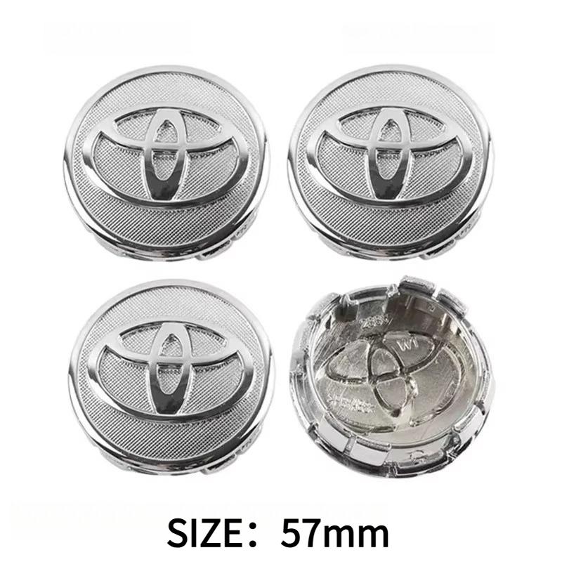 57mm 62mm ABS Chrome Wheel Center Hub Caps 4Pcs Set for Toyota Corolla RAV4 Camry Yaris C-HR Prado Prius Levin Car Accessories