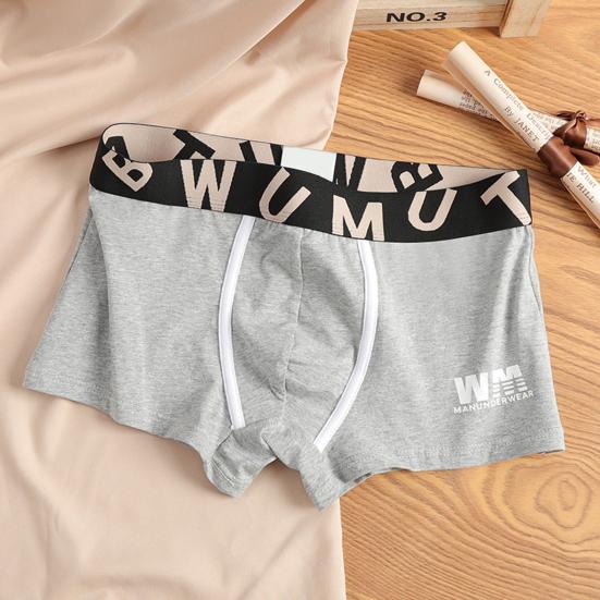 Мужское боксерское нижнее белье Эластичный дизайн со средней посадкой Дышащие шорты Брифы Принт с буквами U-образная выпуклость Гладкие трусы