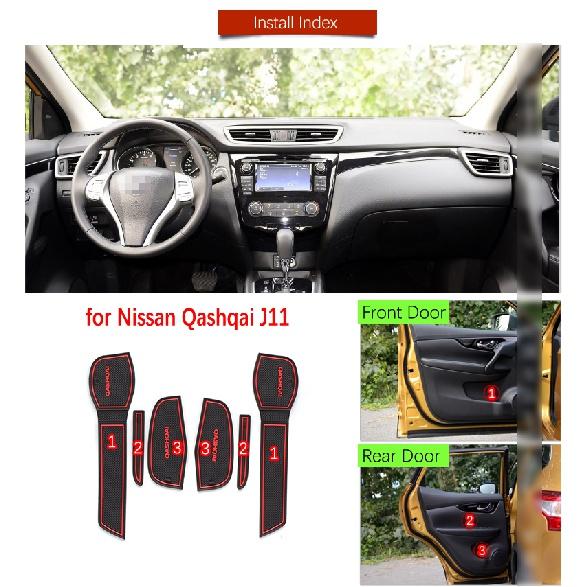 Противоскользящие коврики для ворот и пазов, коврики с дверными пазами для Nissan Qashqai J11 2014 2015 2016 2017 2018 Rogue спортивные аксессуары 6 шт./компл.