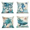 Marine Life Turtle Cushion Cover Pillow Case Living Room Bay Window Linen Cushion Cover