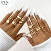 17KM Vintage Gold Color Snake Ring Set 20Pcs/Set Geometric Butterfly Adjustable Rings for Women Girls Fashion Jewelry Gift