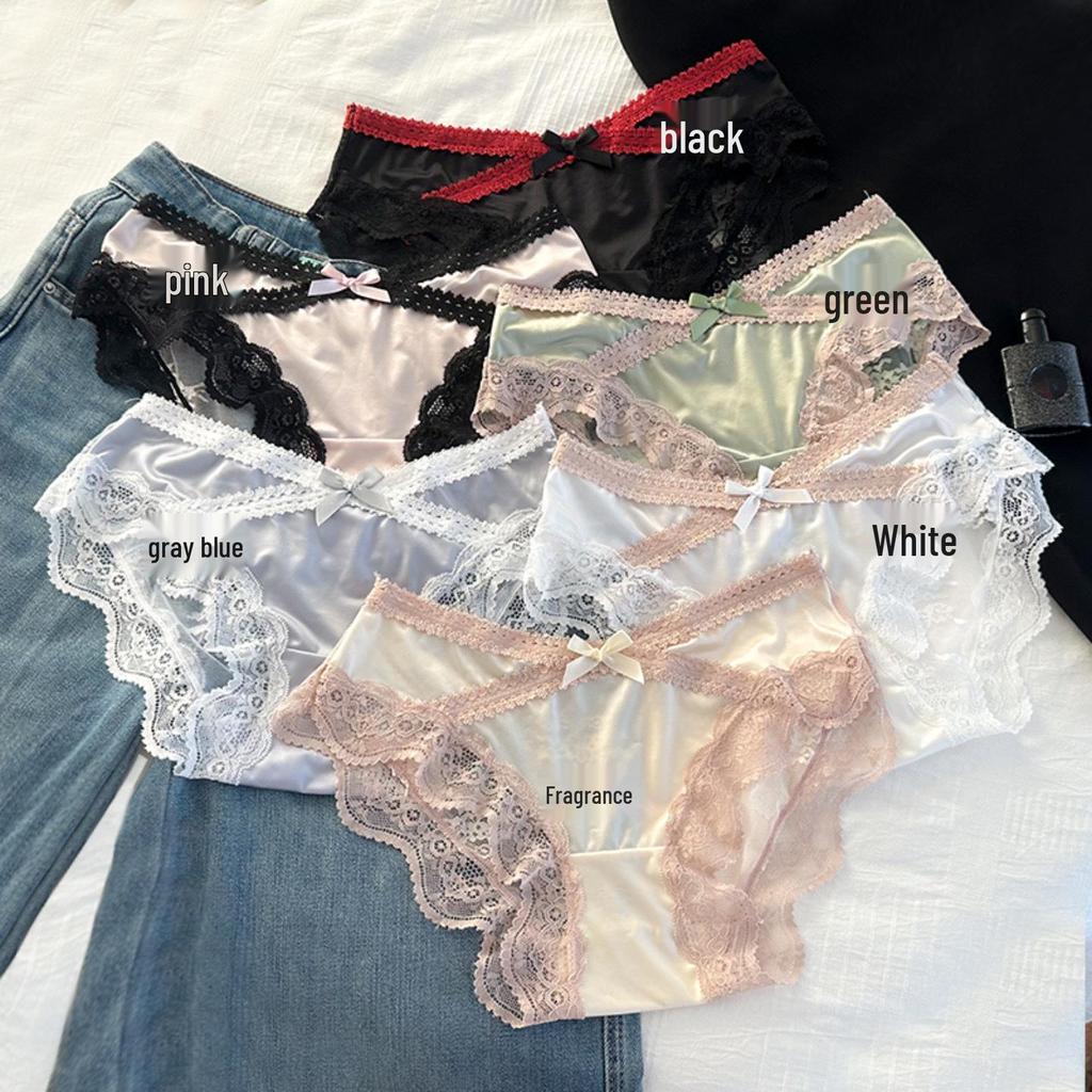 Satin Lace Bow Low-Rise Panties for Women: Heartbeat Collection