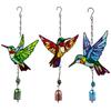 Стеклянная подвеска-колокольчик с колибри, алмазные стеклянные поделки, подвесная для дома, сада, двора, балкона, украшение, подарок на новоселье