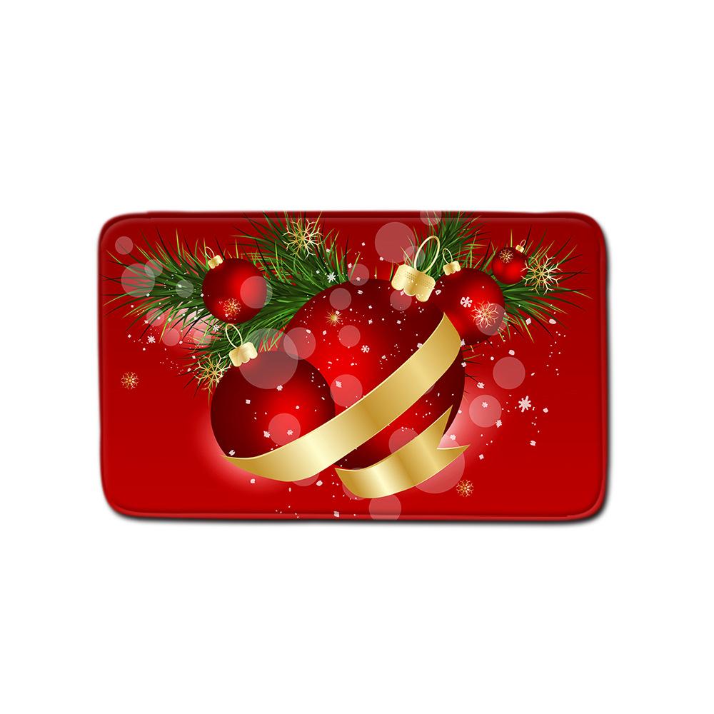 Christmas Home Shower Curtain Polyester Cloth Four-Piece Toilet Floor Mat Bathroom Non-Slip Door Mat Bedroom Carpet