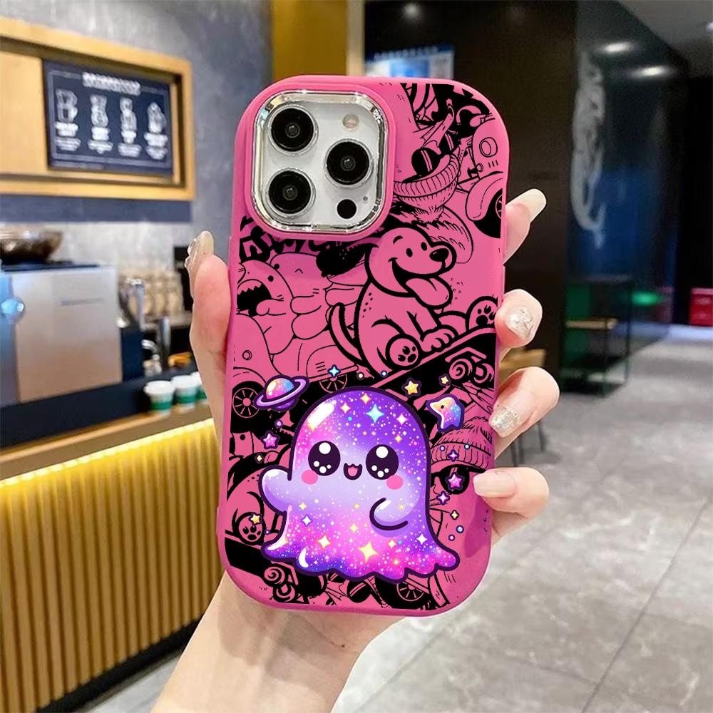 Чехол для телефона: 2D плоский дизайн, подходит для защитного чехла iPhone 18 17 16 15 14 13 Pro, градиентный маленький призрак, идеален для Рождества и Хэллоуина