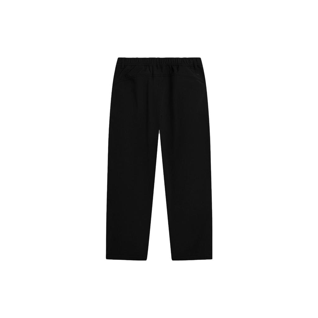 Штаны мужские спортивные из флиса серии Li Ning CF Su, теплые, с вышитым логотипом бренда, прямые, трикотажные, черные, AYKT829-1