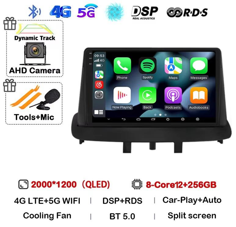 Android 14 Carplay Auto Для Renault Megane 3 Fluence Samsung SM3 2008 2009 2010 2011-2014 Автомагнитола GPS Мультимедийный плеер Стерео