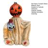 Halloween Pumpkin Statue Spooky Ghost Pumpkin Holding Skull Figurine Resin Gothic Decoration for Indoor Outdoor Home Tabletop Garden Decor