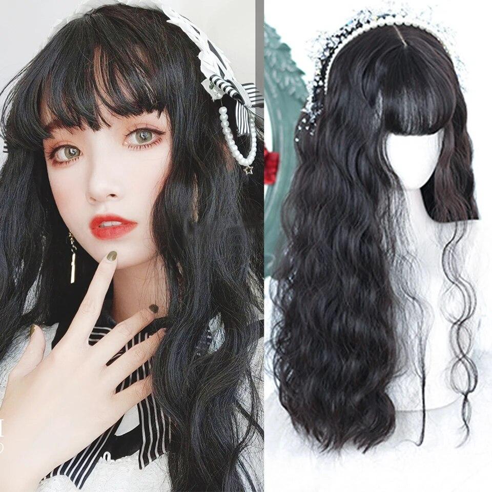 Синтетический длинный прямой розовый парик женский косплей парик с челкой термостойкое волокно повседневные накладные волосы для вечеринок