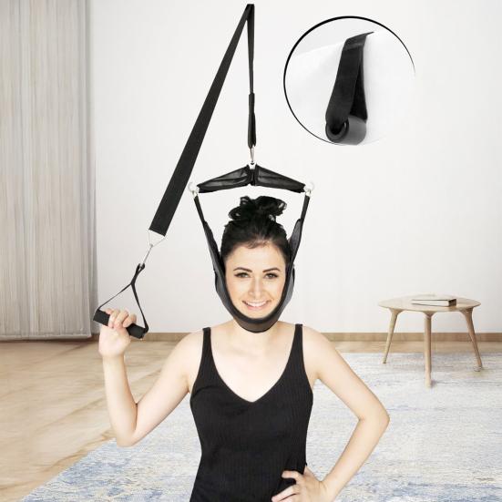 Устройство для вытяжения шейного отдела позвоночника, регулируемое, из искусственной кожи, с креплением на дверь, портативный пояс для вытяжения для облегчения боли в шее и снятия мышечного напряжения