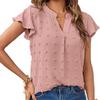 Элегантная офисная женская шифоновая блузка, женские топы, рубашки, летняя однотонная одежда с коротким рукавом и V-образным вырезом 2023 года, Blusa Mujer 25836