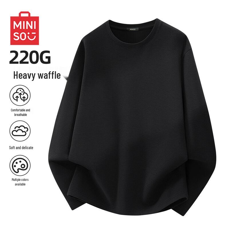 MINISO Мужская вафельная футболка с длинным рукавом