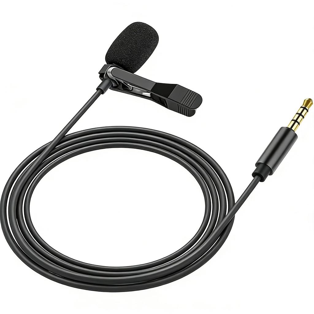 Lavalier Wired Compatible with Smartphones and for Live and Online Meetings Microphone, 3.5mm 4-pole, Omnidirectional, Condenser, PCs, Recording,