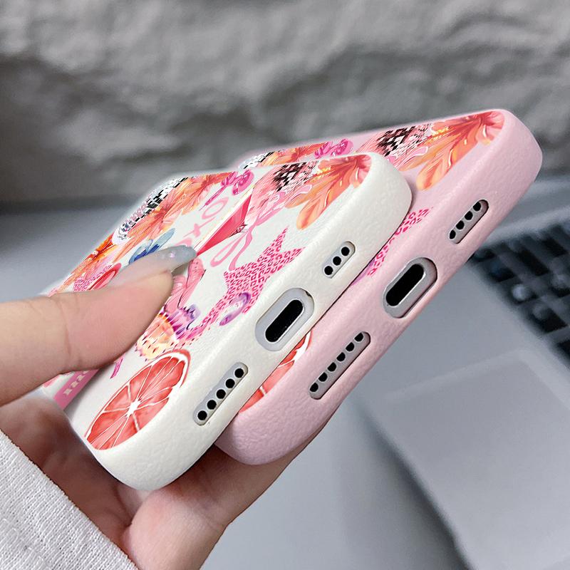 Розовый Чехол с Мультяшным Цветочным Рисунком для iPhone 17 Pro Max iPhone 16 Pro Max 15 14 13 12 11 16E Air Роскошная Силиконовая Крышка с Текстурой Кожи