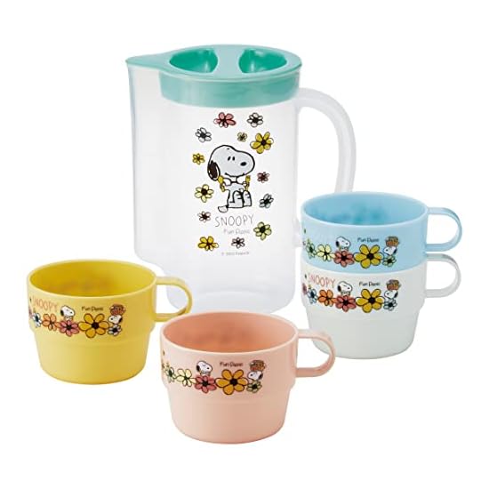 Skater Stacking Cups, Set of 4 with Case, for Cold Drinks, Snoopy, Picnic, Made in Japan, KS32-A