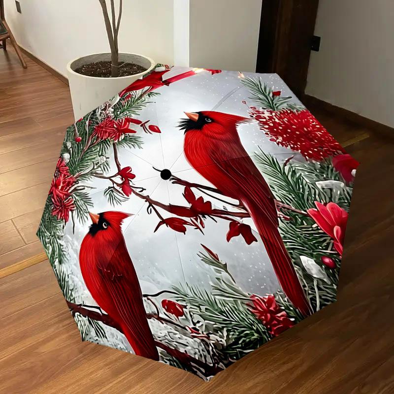 1PC Cardinal Umbrella-8-Rib Reinforced, Automatic Open, Lightweight & Durable, Fashion Accessory for Outdoor, H0392