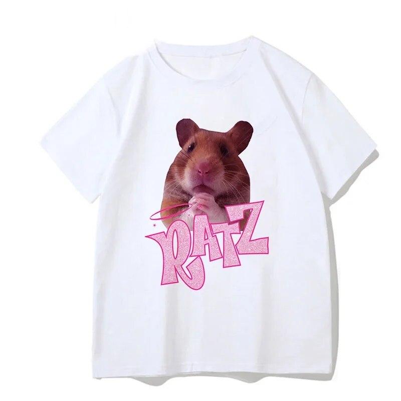 Женская футболка Kawaii Ratz Mouse Tree с принтом Harajuku, летние футболки унисекс, повседневная футболка с круглым вырезом и короткими рукавами, женская футболка, Прямая поставка