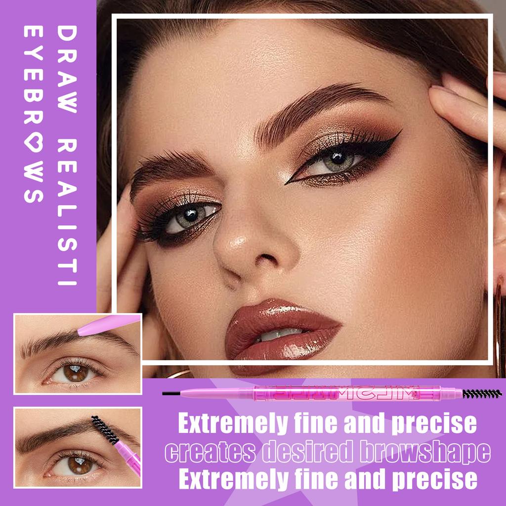 4-color Double-ended Eyebrow Pencil, Lightweight, Waterproof and Sweat-proof, Long-lasting Ultra-fine Eyebrow Pencil for Daily Makeup,