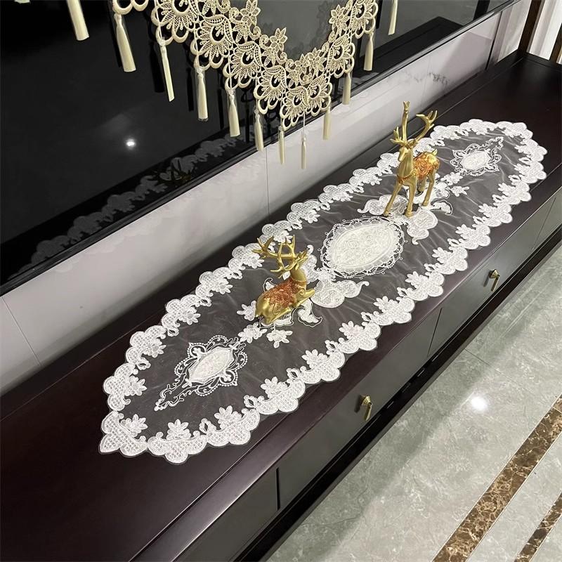 Европейская кружевная вышивка цветов Настольный флаг Дорожка для стола Чехол для скатерти для вечеринки, Рождества, свадьбы Украшение стола и аксессуары