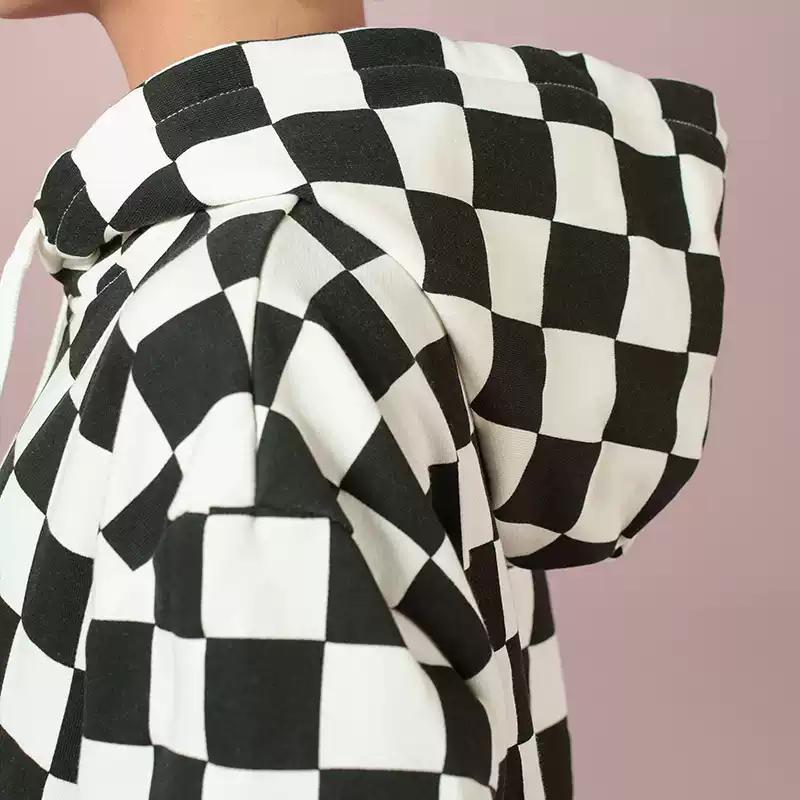 Vans Толстовка с капюшоном и клетчатым узором Женская толстовка Черный Белый VN000BYUC61