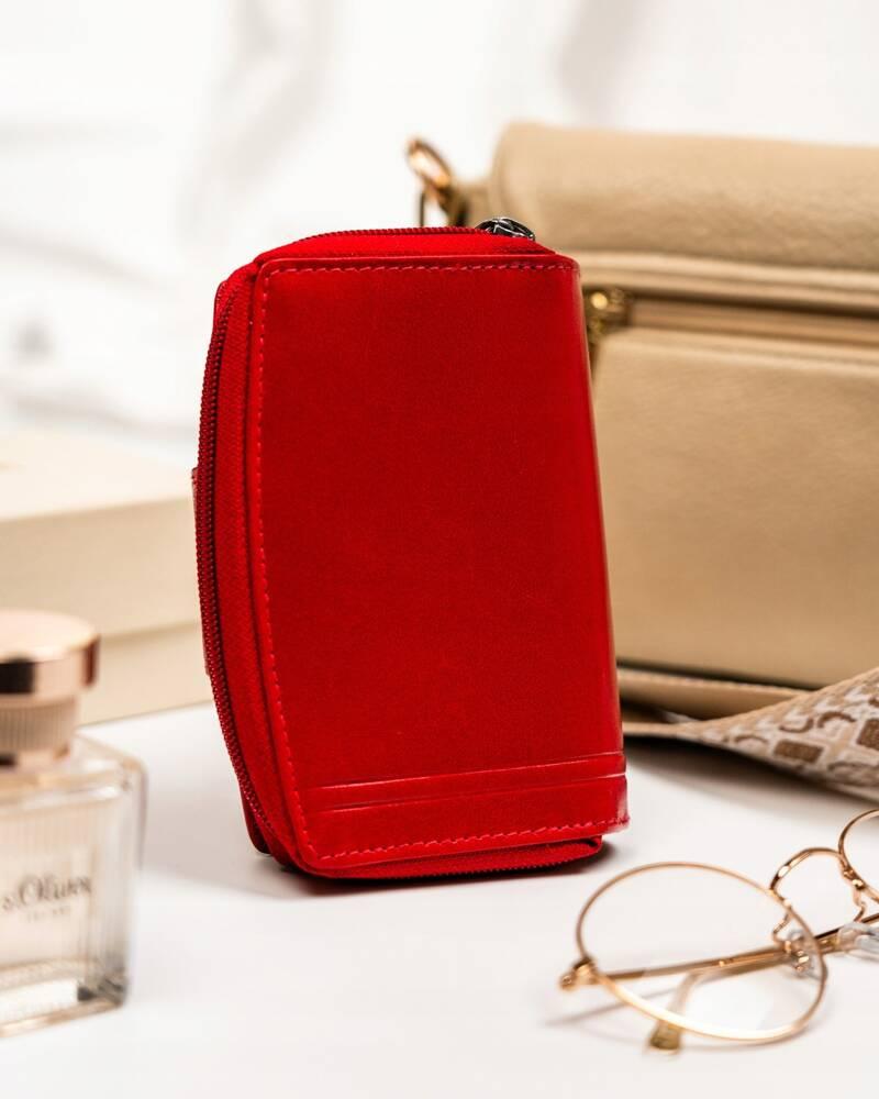 Women's wallet made of genuine leather with a zipper and snap closure - Rovicky