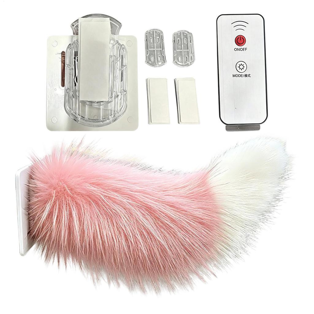 Remote Control Electric Wagging Fox Tail Scooter Plush Faux Furs Car Exterior Rear Decoration Moving Animal Tail Accessories