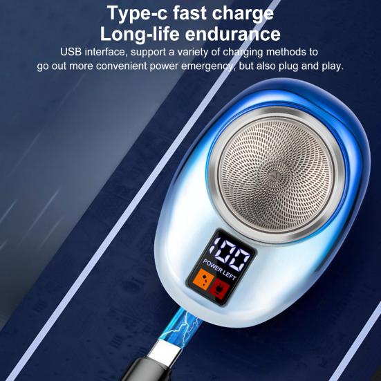 Мини-электробритва с цифровым дисплеем Type-C, перезаряжаемая, водонепроницаемая, для влажного и сухого бритья, портативная, для путешествий, бритва для мужчин, триммер для бороды, инструмент для удаления волос