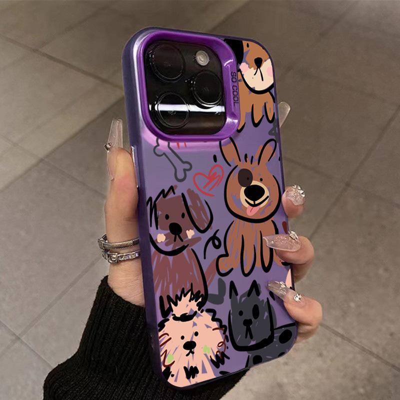 Cute Doodle Dog Line Art Pattern Design Protective Cover for iPhone 17 16 15 14 13 12 11 16E Series Pro Max Plus