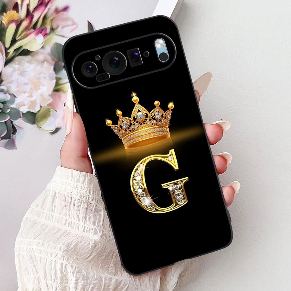 Для Google Pixel 9 Pro 9a Pixel9 Модный Новый Чехол для Телефона с Буквой-Короной Для Google Pixel 9 Pixel9a 9Pro Черные Силиконовые Мягкие Чехлы