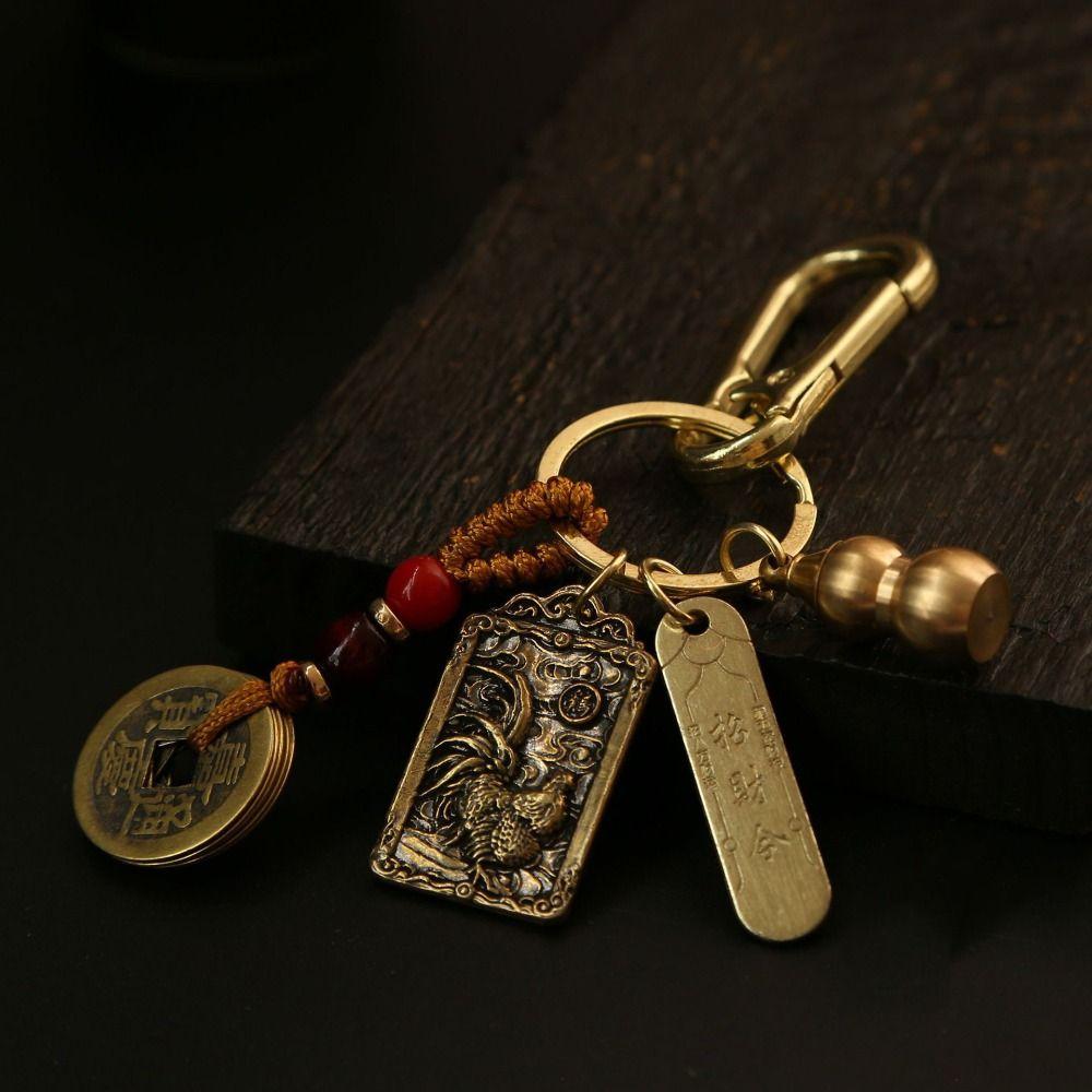 Амулет-брелок со знаком зодиака, металлический кулон с восемью богами-хранителями в китайском стиле, пять императоров, деньги