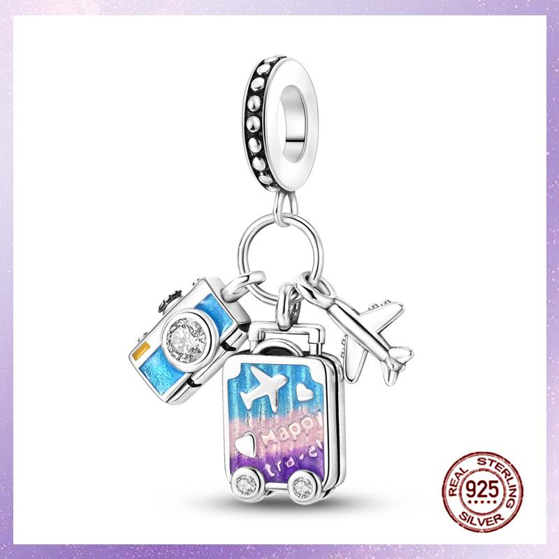 Фиолетовые Шармы Медный Fit Оригинальный Подвесной Браслет Бабочка Стекло Сердце Перо Клип Шарм Подвеска Светящаяся Бусина DIY Ювелирные Изделия