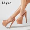 Fashion Liyke Size 35-41 Super High Heels For Women Cozy Black White Patent Leather Peep Toe Party Club Stripper Shoes Platform Pumps