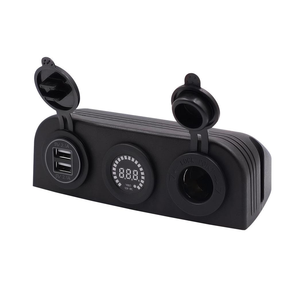 База для палатки с 3 отверстиями, 4,2 А, двойное зарядное устройство USB, 12 В постоянного тока, вольтметр, светодиодная розетка для автомобиля, мотоцикла, лодки, квадроцикла