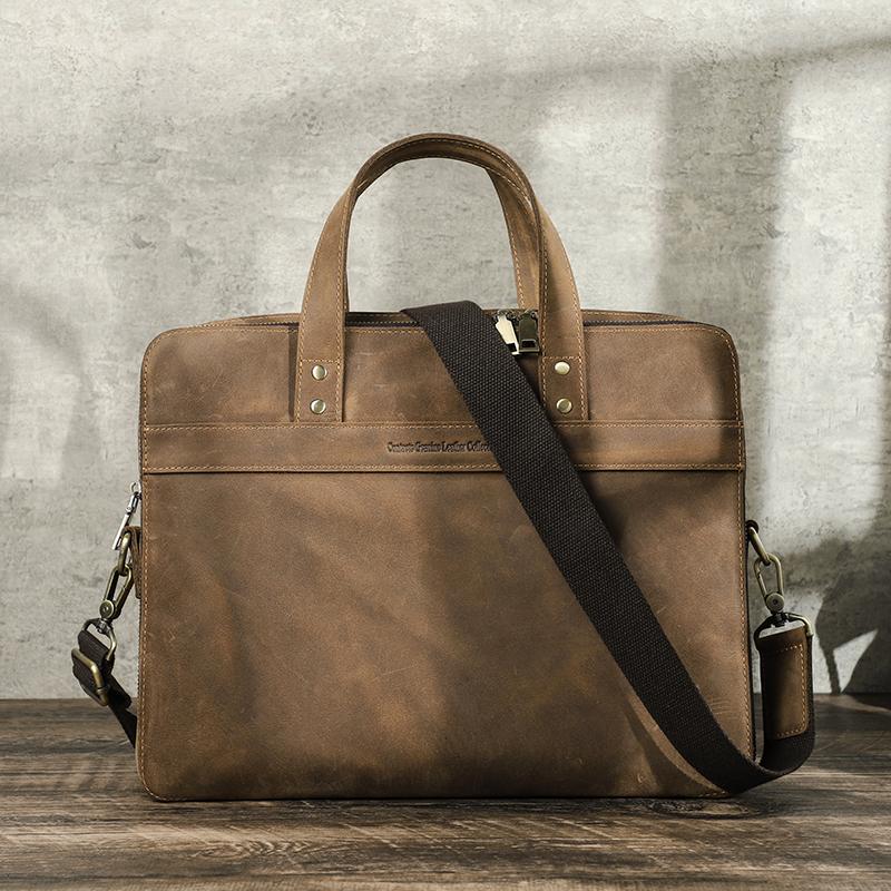 Сумки для ноутбуков CONTACT'S из натуральной кожи для мужчин, сумки через плечо, сумки-тоут, компьютерные сумки, чехол для ноутбука 14,2 дюйма