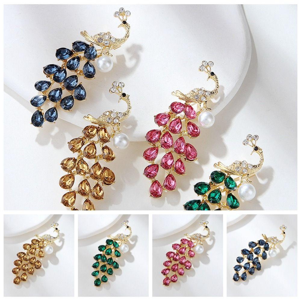 Retro Peacock Brooch Luxury Crystal Corsage Pin Jewelry Accessories Peacock Collar Pins Wedding