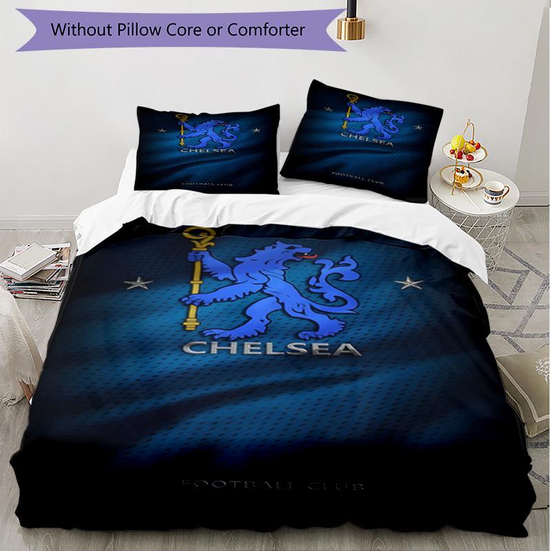 3pcs Duvet Cover Set (1*Duvet Cover + 2*Pillowcase, Without Core), Chelsea F.C Print Soft All‑Season Bedding Set, Home Bedroom Decor Gift